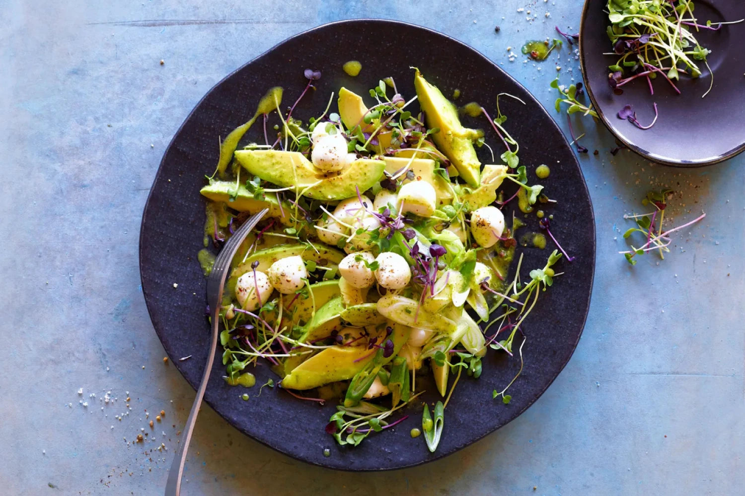 Salade fraîcheur avocat mozzarella et micro pousses Van Leaf - Recette saine et rapide pour digestion légère et vitalité santé bio alimentation nutrition cuisine écologie healthy