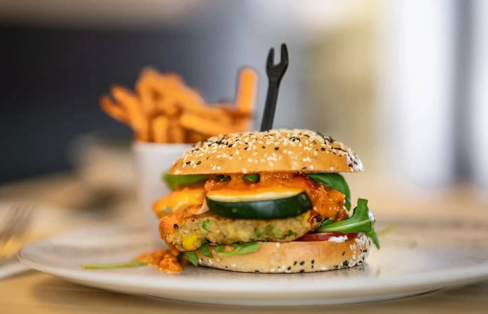 Burger végétarien sain aux patates douces et micro-pousses de radis Van Leaf pour digestion et vitalité