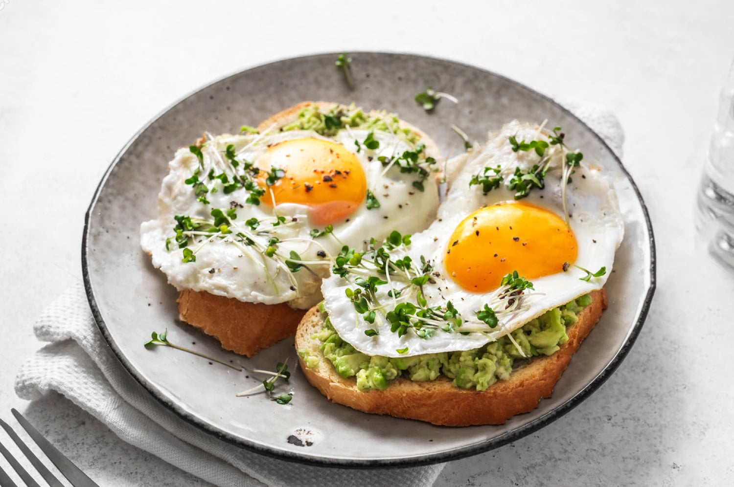 Toast avocat œuf et micropousses Van Leaf : recette saine et rapide pour petit-déjeuner ou brunch riche en nutriments et énergie.